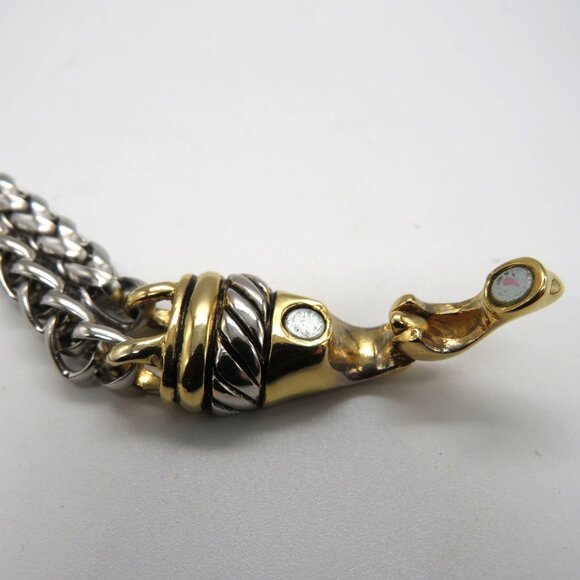 Vintage Bracelet Gold Silver Tone Hook Magnetic Clasp Woven Chain Design - Picture 9 of 16